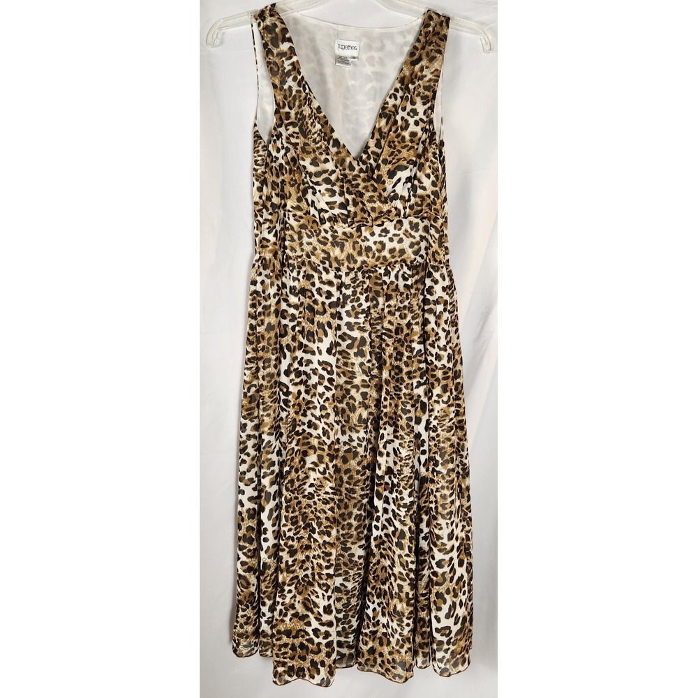 90s Together Leopard Print Sleeveless Fit-Flare Y2K/Indie/Edgy Midi Dress 10 - Picture 3 of 10